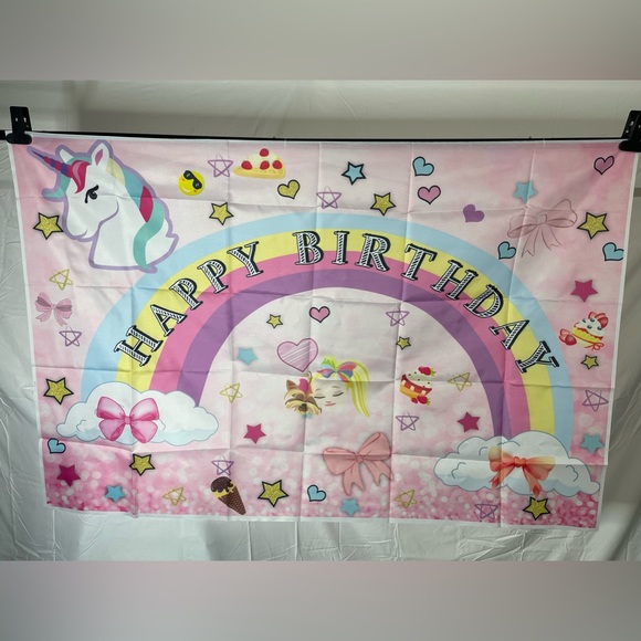 Unicorn Theme happy Birthday Backdrop banner 3x5ft - Picture 2 of 2